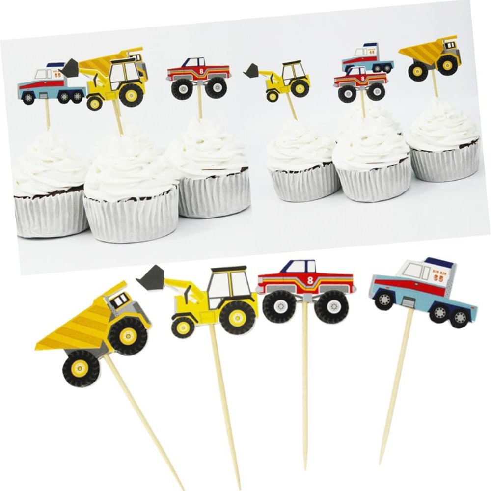 72pcs Car Truck Tractor Cupcake Cake Picks Party Decoration Toppers